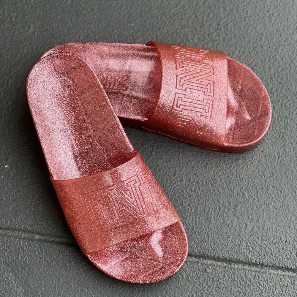 VS Pink “Glitter Pink Slides”